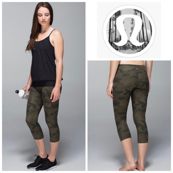 Lululemon Wunder Under Crop Pants Camo Green